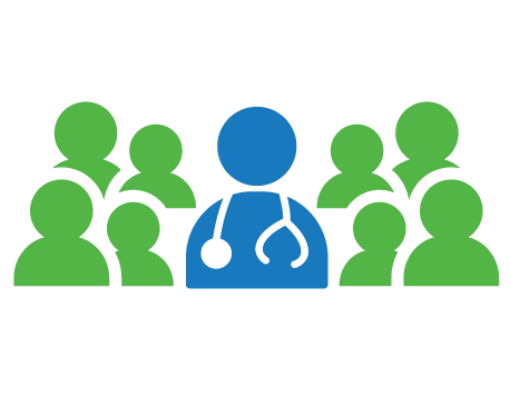 Illustration - some people around a medical staff