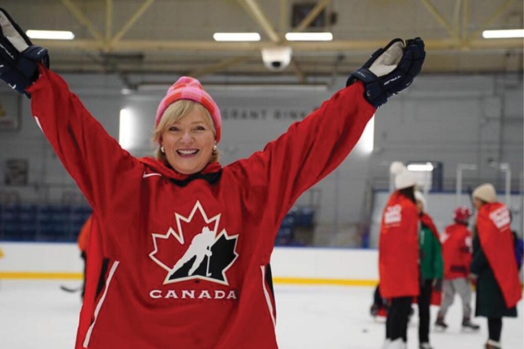 An adult playing skate